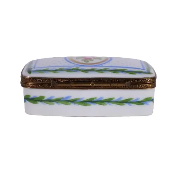 Vintage Limoges Hand-Painted Porcelain Stamp/Trinket Box – Dual Compartment - Picture 6 of 9